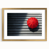 Modern Office Wall Art – Bold Red Umbrella on Dark Wall