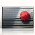Modern Office Wall Art – Bold Red Umbrella on Dark Wall