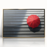 Modern Office Wall Art – Bold Red Umbrella on Dark Wall