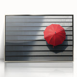Modern Office Wall Art – Bold Red Umbrella on Dark Wall