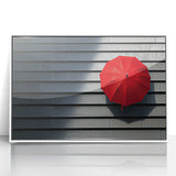 Modern Office Wall Art – Bold Red Umbrella on Dark Wall