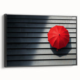 Modern Office Wall Art – Bold Red Umbrella on Dark Wall