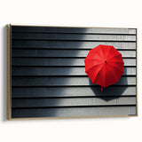 Modern Office Wall Art – Bold Red Umbrella on Dark Wall