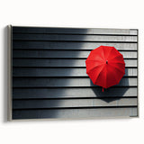 Modern Office Wall Art – Bold Red Umbrella on Dark Wall