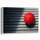 Modern Office Wall Art – Bold Red Umbrella on Dark Wall