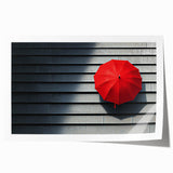 Modern Office Wall Art – Bold Red Umbrella on Dark Wall