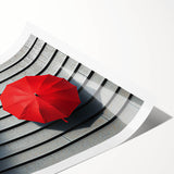 Modern Office Wall Art – Bold Red Umbrella on Dark Wall