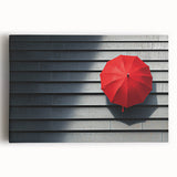 Modern Office Wall Art – Bold Red Umbrella on Dark Wall