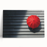 Modern Office Wall Art – Bold Red Umbrella on Dark Wall