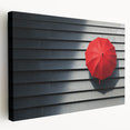 Modern Office Wall Art – Bold Red Umbrella on Dark Wall