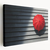 Modern Office Wall Art – Bold Red Umbrella on Dark Wall
