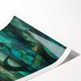 Abstract figurative rolled print artwork showcasing vibrant colors and fluid shapes, designed for modern decor, elegantly packaged in a protective cardboard tube.