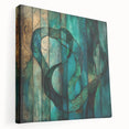 Abstract figurative stretched canvas artwork showcasing vibrant colors and dynamic shapes, perfect for modern home decor. This side view highlights the depth and texture of the piece, making it an eye-catching addition to any artistic space.