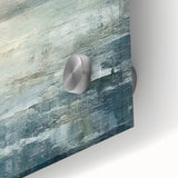 Close-up of an abstract landscape wall art piece, showcasing vibrant colors and fluid shapes, printed on acrylic glass for a modern decor accent.