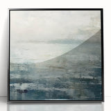 Framed abstract landscape wall art in black acrylic, showcasing a modern design with vibrant colors and intricate patterns, perfect for contemporary home decor.