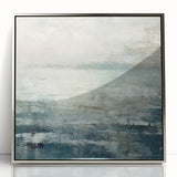 Framed abstract landscape wall art showcasing vibrant colors and textures, featuring a silver-acrylic finish that enhances its contemporary design. Perfect for modern home decor.