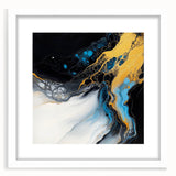 Fluid Abstract Wall Art – Golden Surge in Turquoise Motion