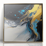 Fluid Abstract Wall Art – Golden Surge in Turquoise Motion