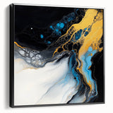Fluid Abstract Wall Art – Golden Surge in Turquoise Motion
