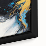 Fluid Abstract Wall Art – Golden Surge in Turquoise Motion