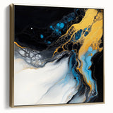 Fluid Abstract Wall Art – Golden Surge in Turquoise Motion