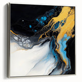 Fluid Abstract Wall Art – Golden Surge in Turquoise Motion
