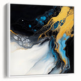 Fluid Abstract Wall Art – Golden Surge in Turquoise Motion