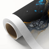 Fluid Abstract Wall Art – Golden Surge in Turquoise Motion