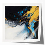 Fluid Abstract Wall Art – Golden Surge in Turquoise Motion