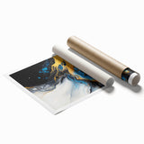 Fluid Abstract Wall Art – Golden Surge in Turquoise Motion