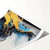 Fluid Abstract Wall Art – Golden Surge in Turquoise Motion