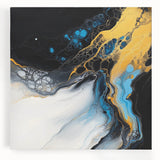 Fluid Abstract Wall Art – Golden Surge in Turquoise Motion