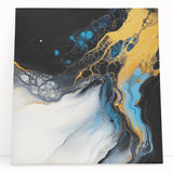Fluid Abstract Wall Art – Golden Surge in Turquoise Motion