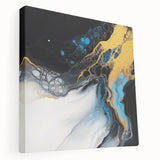 Fluid Abstract Wall Art – Golden Surge in Turquoise Motion