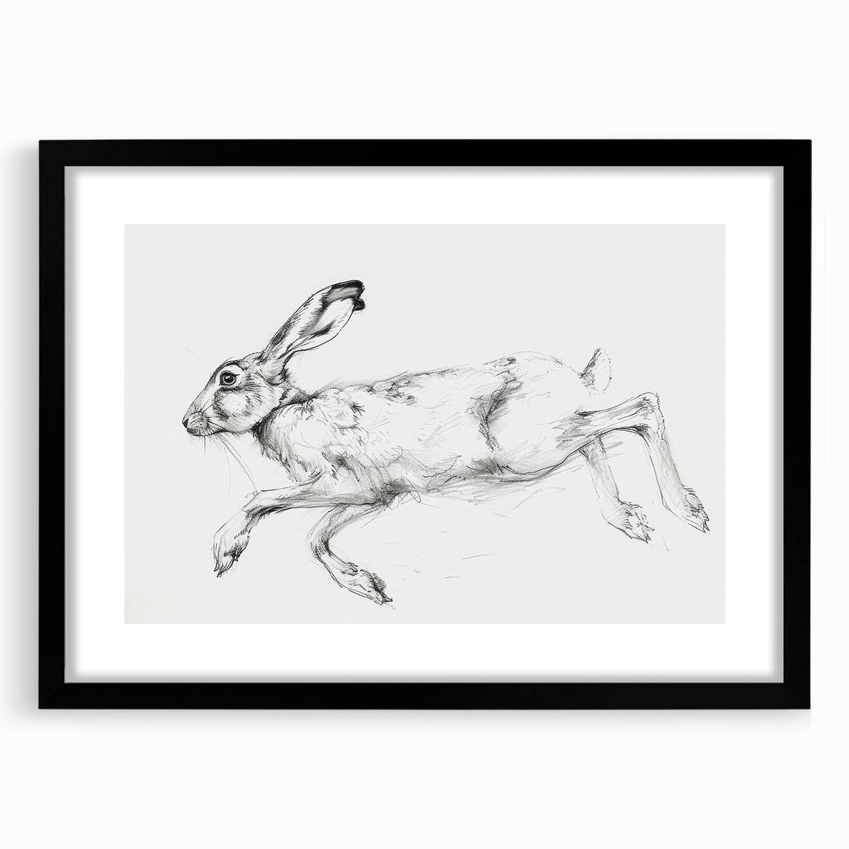 Black-framed animal-themed artwork featuring a mat, showcasing a captivating design of various wildlife in vibrant colors, perfect for home decor accents.