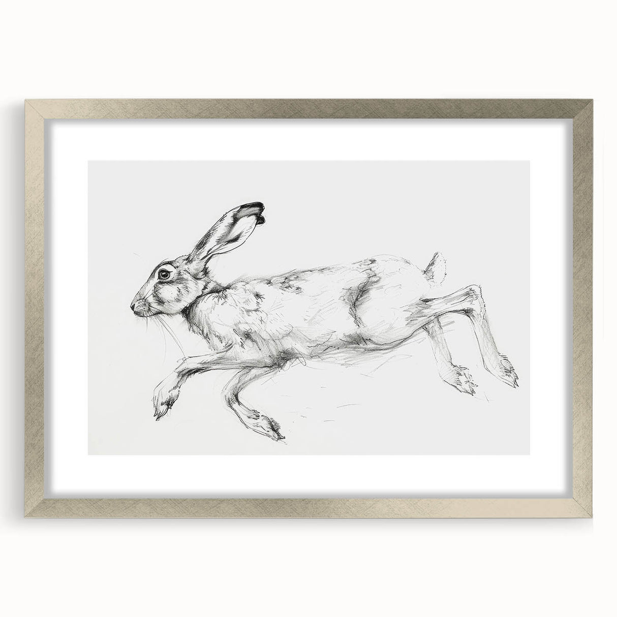 Framed animal artwork featuring a silver mat and stylish frame, showcasing intricate details of wildlife in a vibrant, modern design, perfect for home decor.