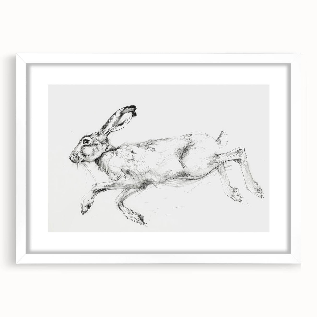 White-framed animal print art featuring a vibrant depiction of various wildlife, designed to enhance home decor with a modern touch, showcasing intricate details and a stylish mat.