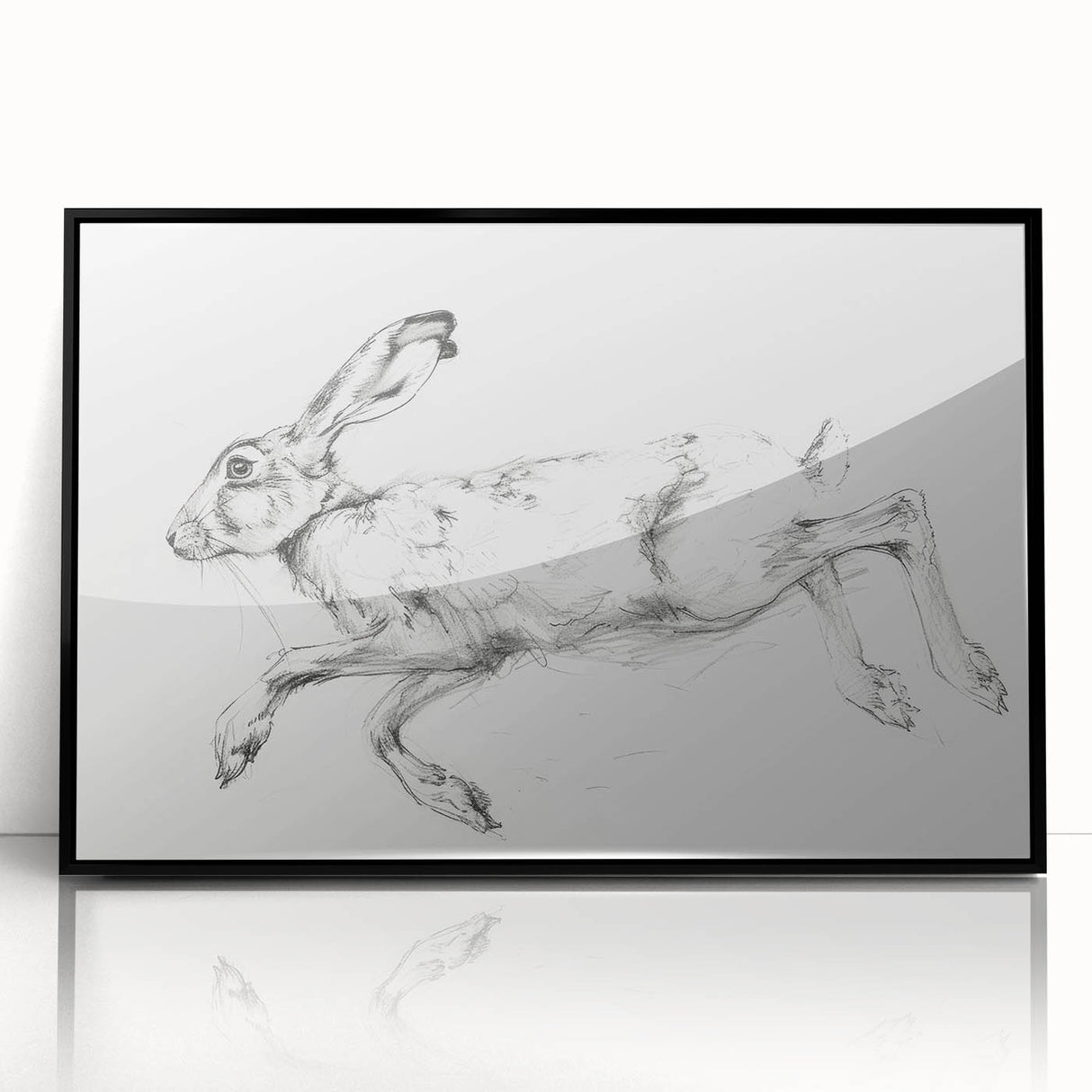 Framed acrylic artwork showcasing a detailed black and white animal design, featuring intricate line work and a modern aesthetic, perfect for home decor enhancement.