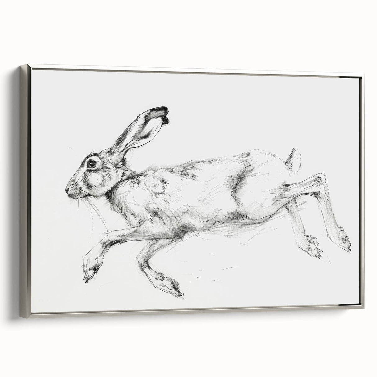 Framed canvas artwork showcasing a detailed illustration of various animals, presented in a sleek silver frame, enhancing any modern decor. Ideal for animal lovers and art enthusiasts.