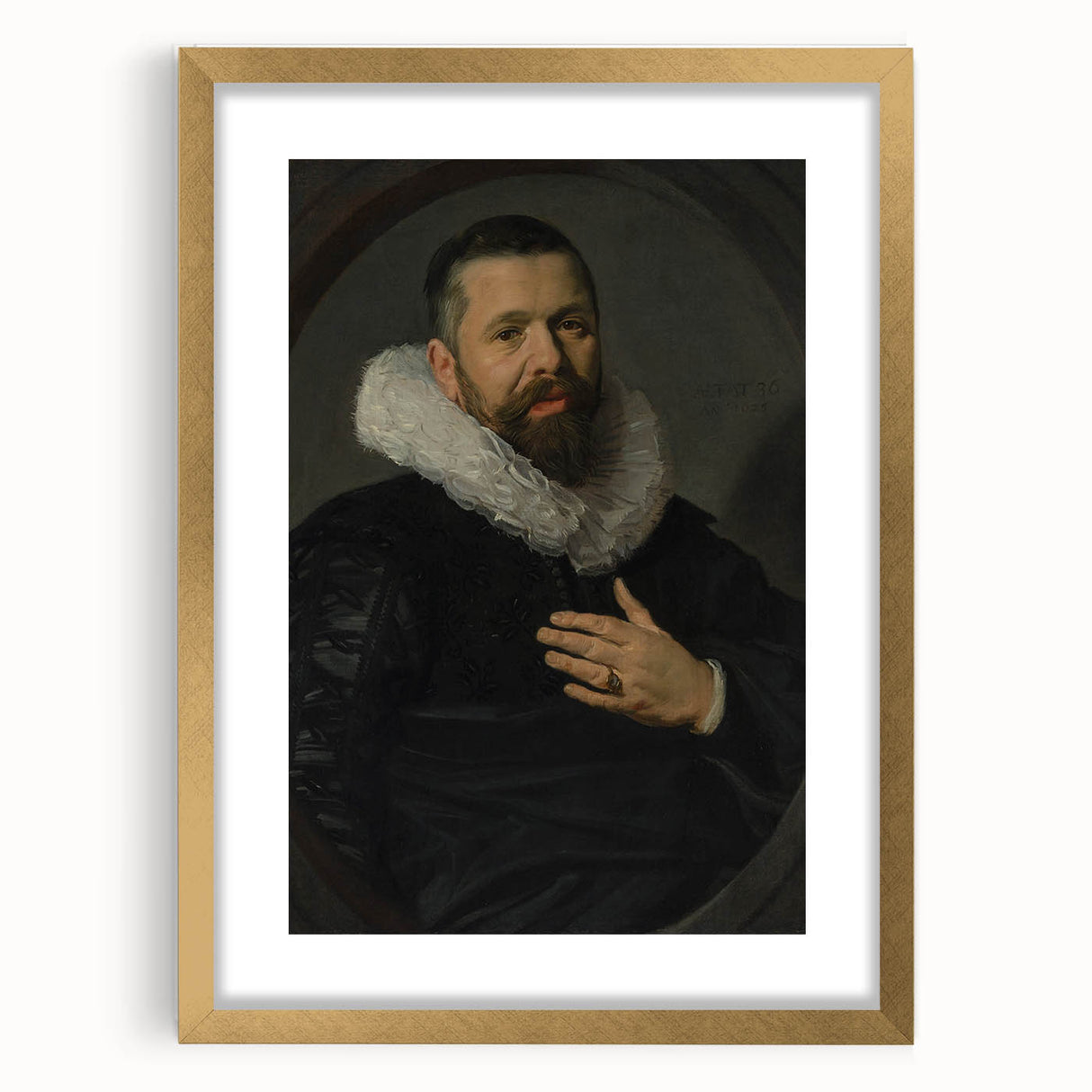 Classic Baroque Portrait - Nobleman with Elaborate White Ruff Collar