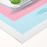 Art deco poster featuring a stylized cocktail glass in muted gold and black tones on rolled canvas.