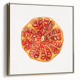 Framed canvas depicting a vintage-style landscape with gold and silver fruit motifs, ideal for bedroom wall decor.