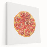 Large art depicting an assortment of fruits in vibrant colors on a stretched canvas, ideal for kitchen wall art.