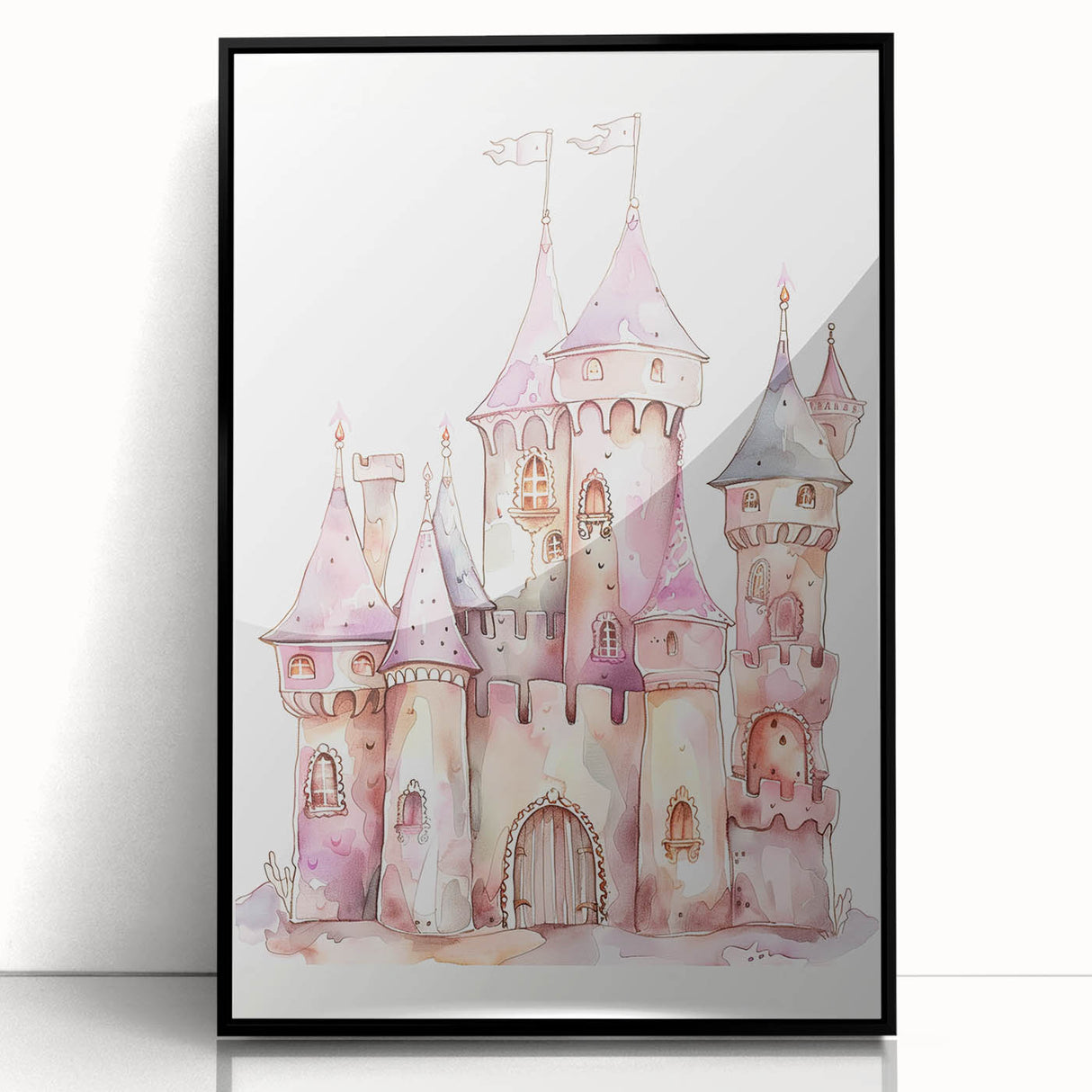 Princess Castle Watercolor Print - Girls Bedroom Art