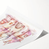 Princess Castle Watercolor Print - Girls Bedroom Art