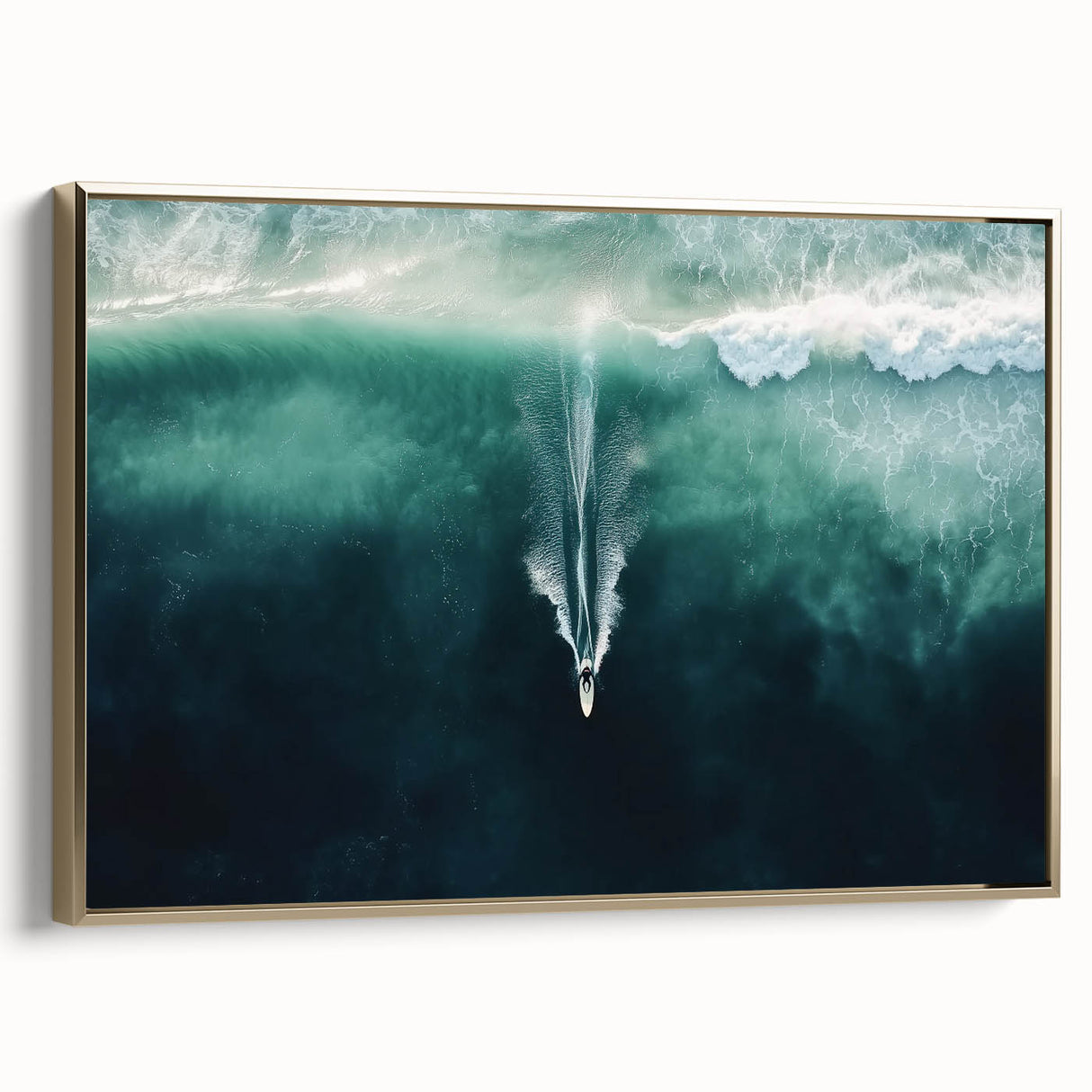 Framed landscape canvas showcasing a serene beach scene with golden hues and intricate detailing, perfect for home decor and coastal-themed interiors.