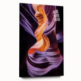Acrylic glass artwork depicting a breathtaking landscape of colorful canyons, showcasing vibrant hues and intricate details, ideal for modern home decor.
