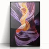 Framed acrylic artwork depicting a stunning landscape of canyons, featuring rich earth tones and intricate details, ideal for home decor and nature enthusiasts.