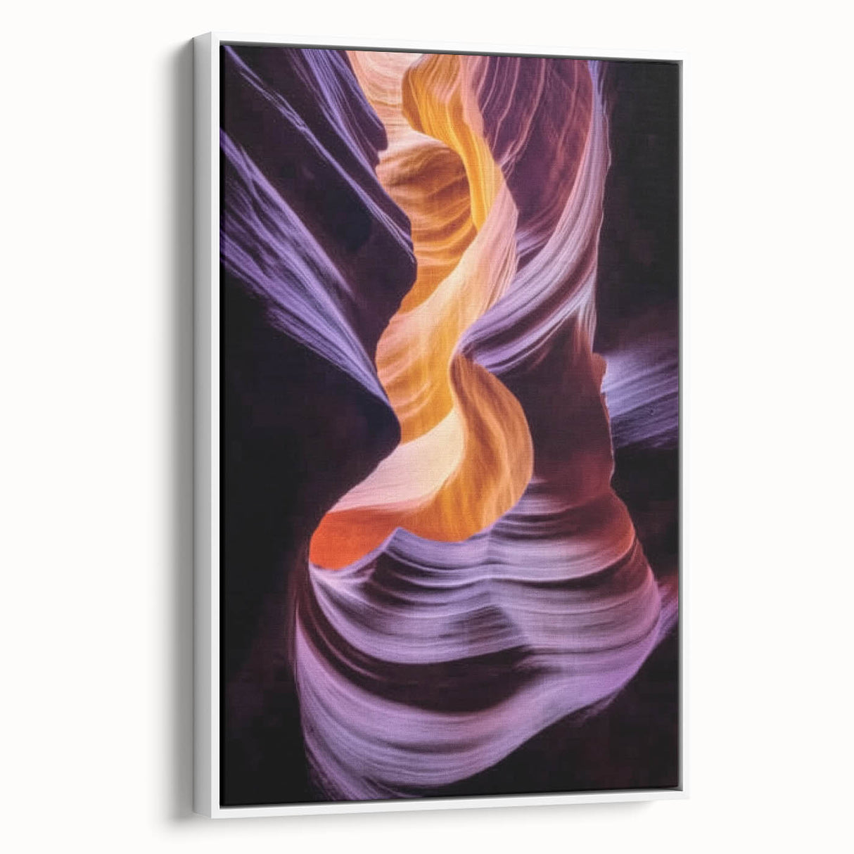 Framed canvas art depicting a stunning landscape of canyons, featuring rich earth tones and intricate details, ideal for enhancing modern home decor.
