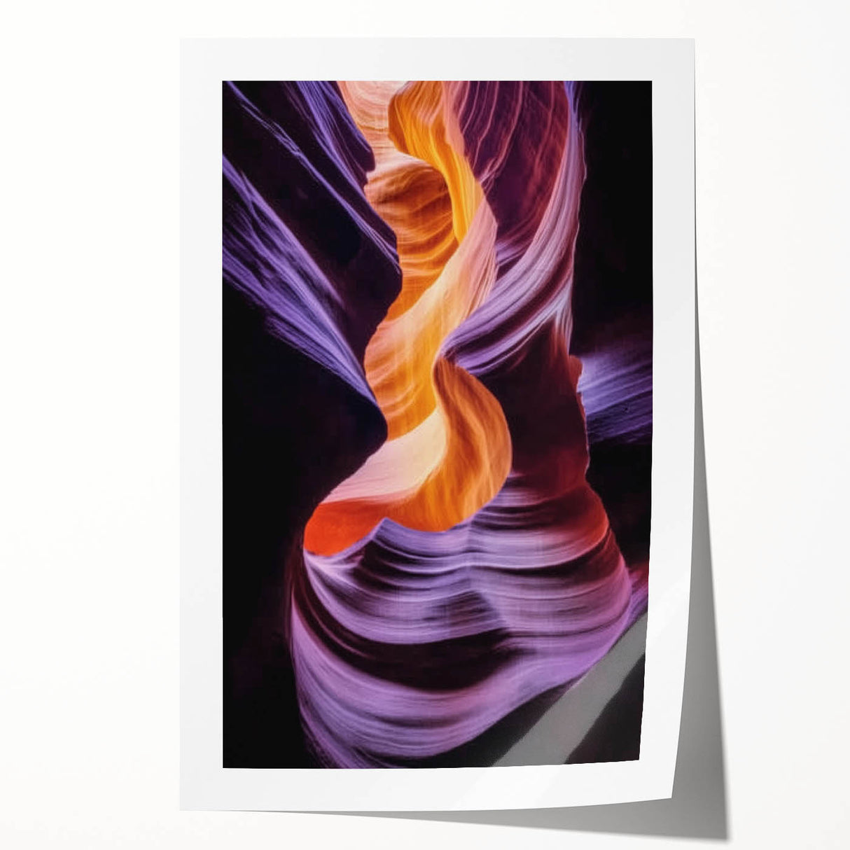Vibrant landscape print showcasing dramatic canyons in earthy tones, rolled for easy handling and shipping, perfect for home decor enthusiasts seeking natural artistry.
